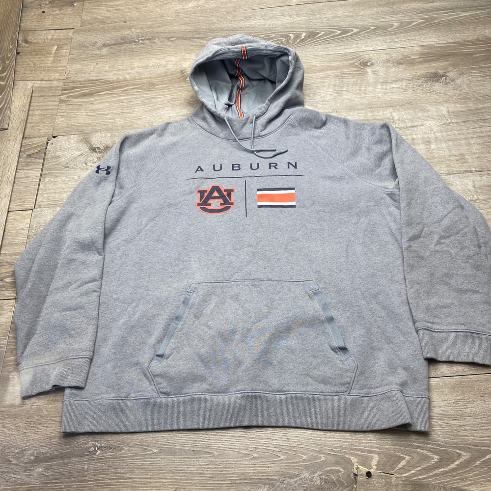 Under Armour Hoodie Auburn Tigers Mens 3XL Gray Cotton Blend ColdGear Sweatshirt